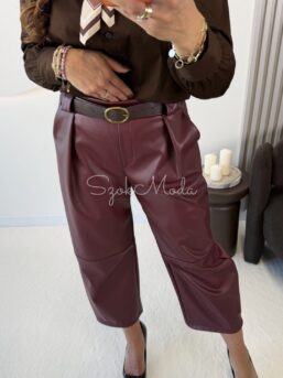 SPODNIE EKO-SKÓRA BARREL BORDO